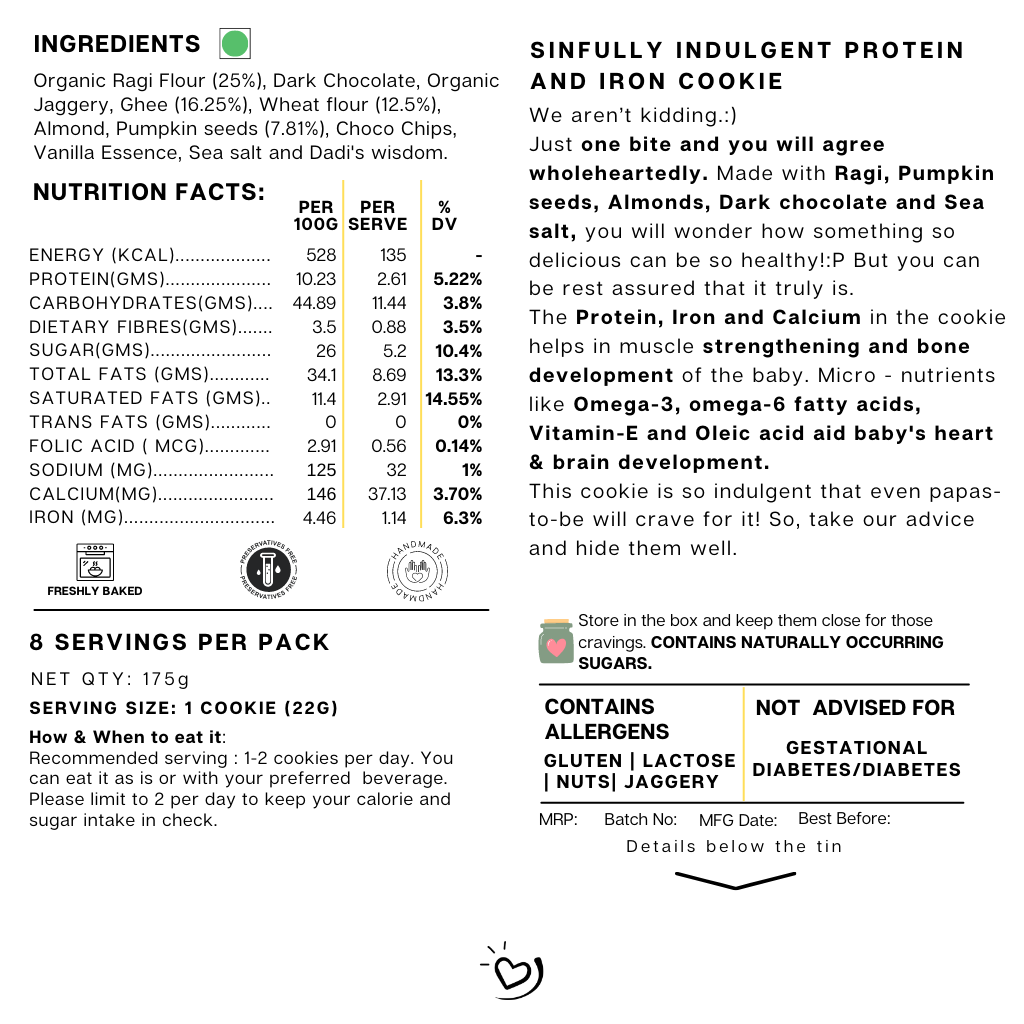 Babybump Cookies with Iron and Protein (Pack of 8)